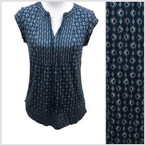 Les Serein Cap Sleeve Knit Tunic Top Geometric